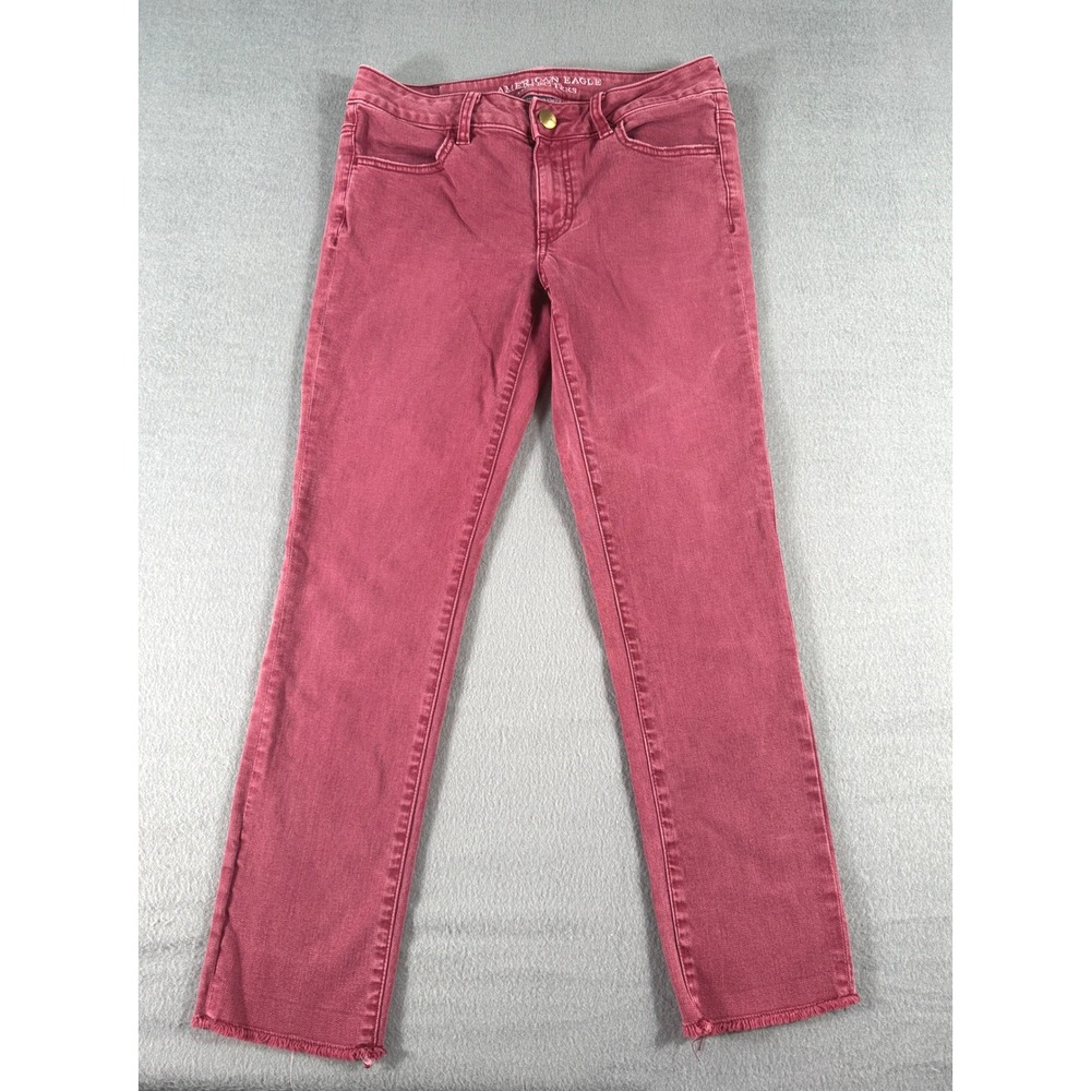 American Eagle Jegging Crop‎ Skinny Pants Women's 8 Burgundy Red Stretch Denim